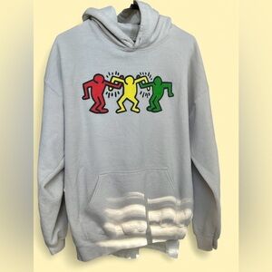 Keith Haring Dancing Figures Hoodie – Cream – Size Large